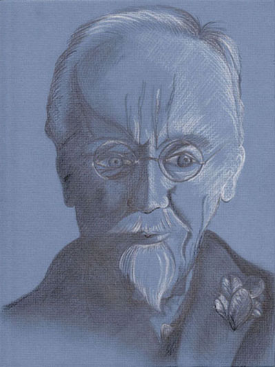 Vieil Homme, mine de plomb, pierre noire et crayon blanc sur contrecollé, 2006