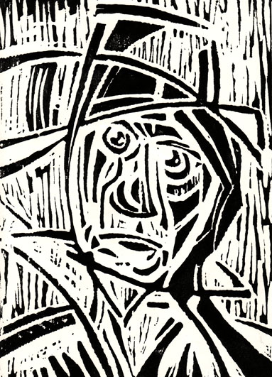 Homme sous la pluie, 15x21 cm, encre sur papier, 2004